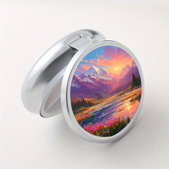 Snow Mountain Round Pill Box 3 Compartment Mini Portable Travel Outdoor Sports