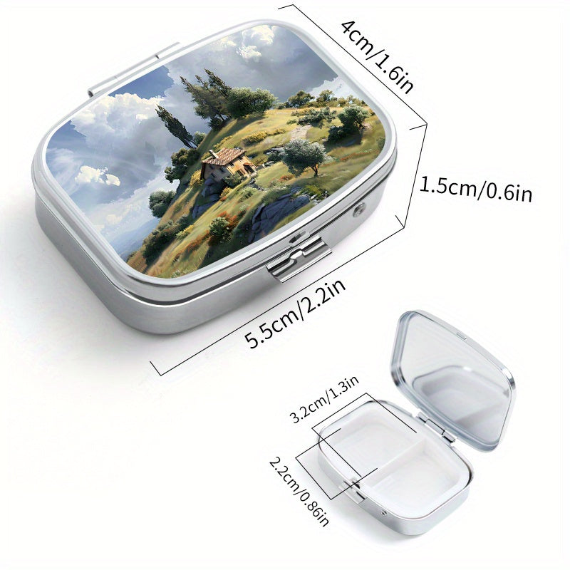 Scenic Print Pill Organizer Travel Medicine Case Jewelry Box