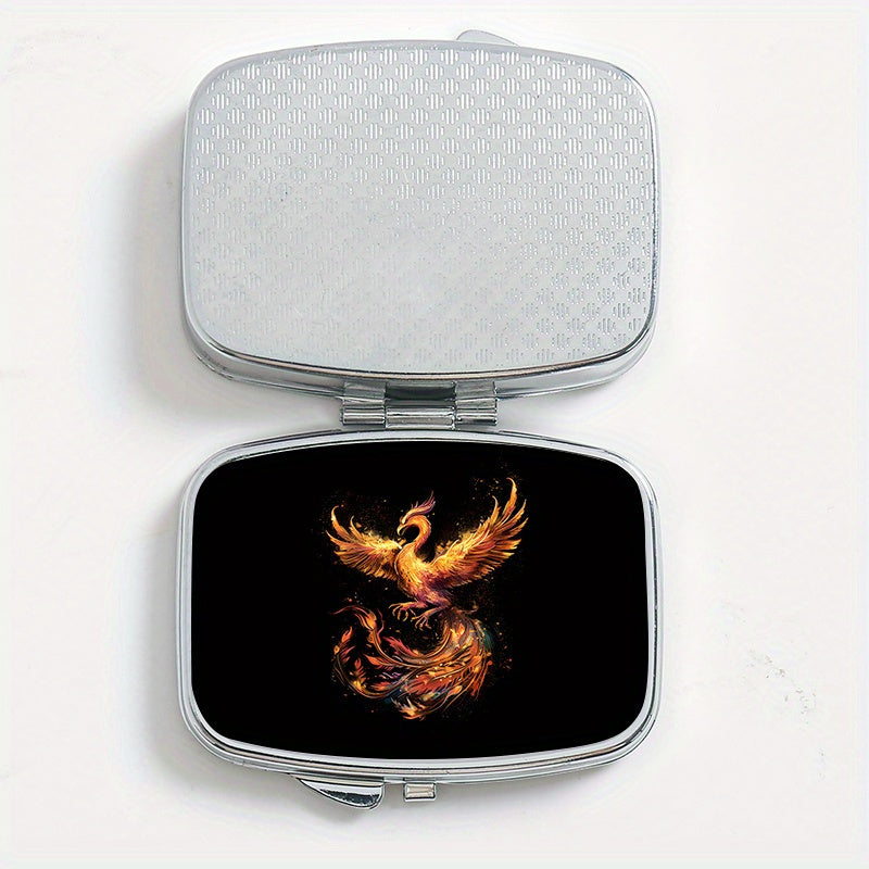 Phoenix Print Pill Organizer Metal Case for Travel & Outdoor