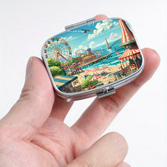 Portable Pill Organizer Metal Case 2 Compartment Medicine Box