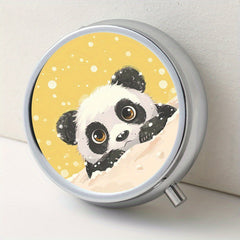 Snow Panda Round Medicine Box 3 Compartment Pill Box Portable