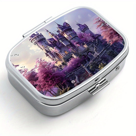 Castle Pattern Printed Medicine Box Two Compartment Pill Box