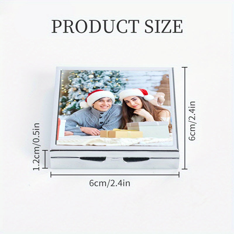 Customizable DIY Pattern Pill Organizer Metal Box Portable for Travel