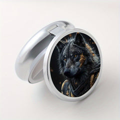 Armored Wolf Pattern Round Medicine Box Mini Portable Pill Box for Travel