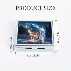 Ice Flame Wolf Print Pill Organizer Metal Case