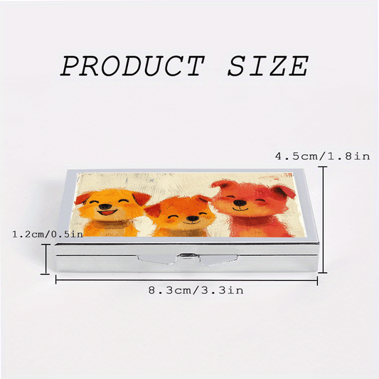 Happy Puppy Pattern Rectangular Pill Box 7 Compartment Portable Pill Box