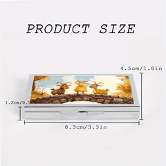 Three Lambs Pattern Printing Portable Pill Box 7 Compartment Pocket Purse