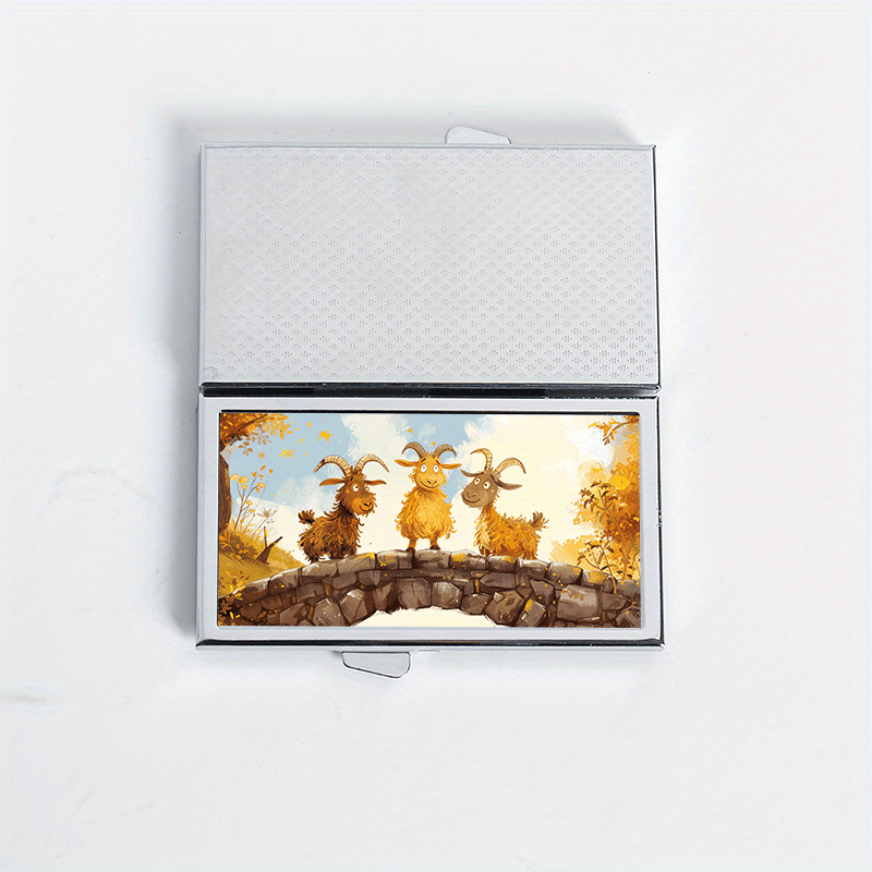 Three Lambs Pattern Printing Portable Pill Box 7 Compartment Pocket Purse