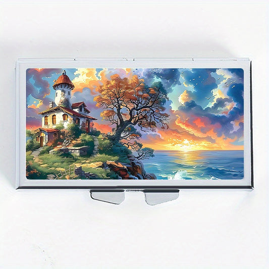 Seaside House Rectangular Pill Box 7 Compartment Portable Pill Box