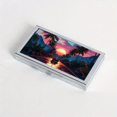 Highway Sunset Pattern Rectangular Medicine Box 7 Compartment Pill Box