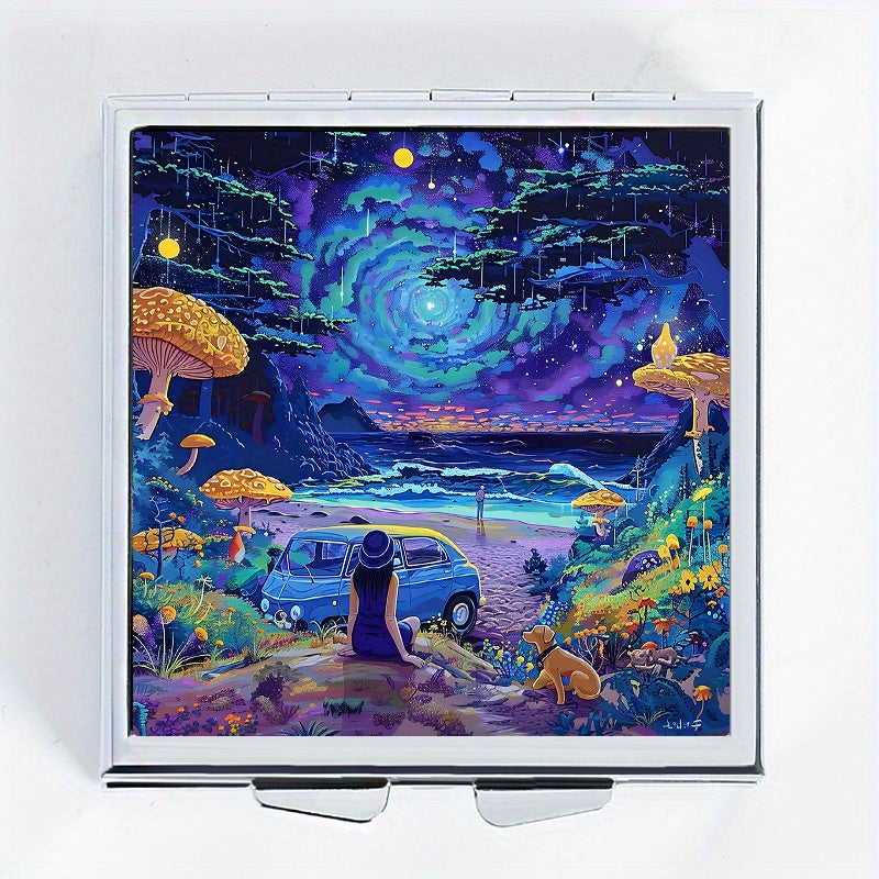 Compact 4 Compartment Pill Organizer with Seaside Portable Medicine Box