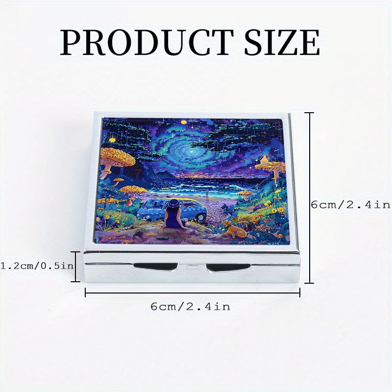 Compact 4 Compartment Pill Organizer with Seaside Portable Medicine Box