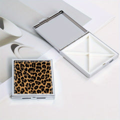 Leopard Print Medicine Box 4 Compartment Pill Box Portable Travel Outdoor