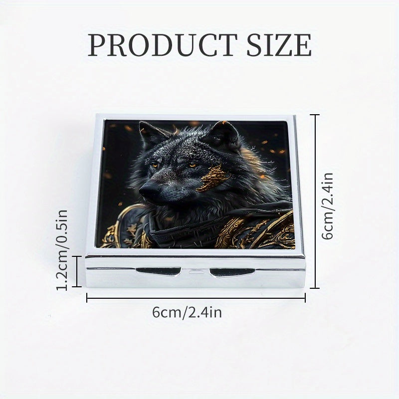 Wolf Armor Square Pill Box 4 Compartments Portable Medicine Organizer