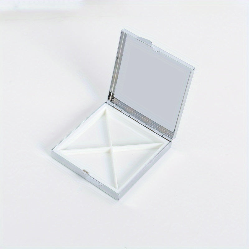 Patterned Square Medicine Box Portable Four Compartment Pill Box