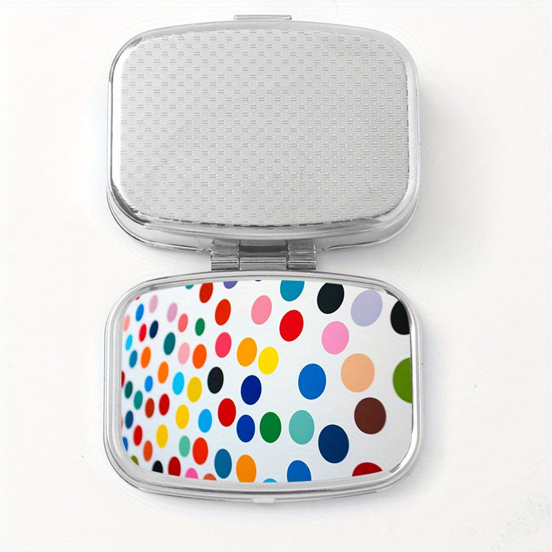 Colorful Polka Dot Print Square Pill Box 2 Compartment Mini Medicine Case