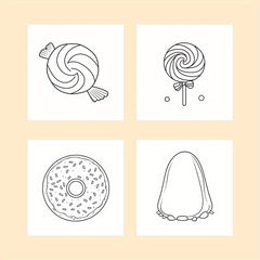 Deluxe Candy Themed Coloring Book for Adults Stress Relief Art & Craft Activity