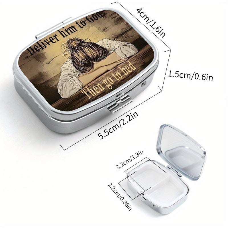 Sleeping&Printing 2 Compartment Pill Box Mini Medicine