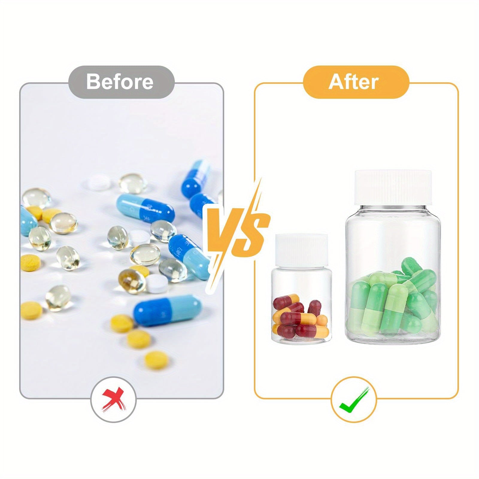 6pcs Clear Pill Bottle 30ml 80ml Empty Plastic Containers Sample Jar with Caps