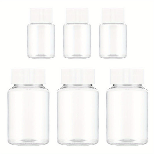 6pcs Clear Pill Bottle 30ml 80ml Empty Plastic Containers Sample Jar with Caps