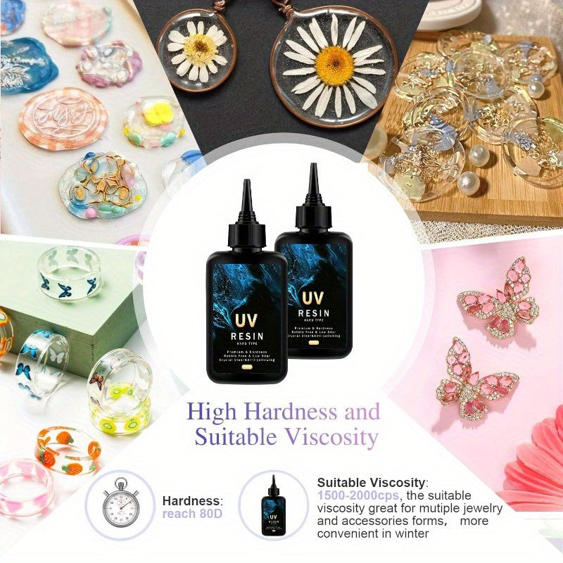 UV Resin Kit for Jewelry Making, 500g, High Viscosity, Crystal Clear Hard Type