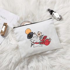 Ceramic Cosmetic Pouch with Mailman Cat - Ideal Gift for Teen Girls