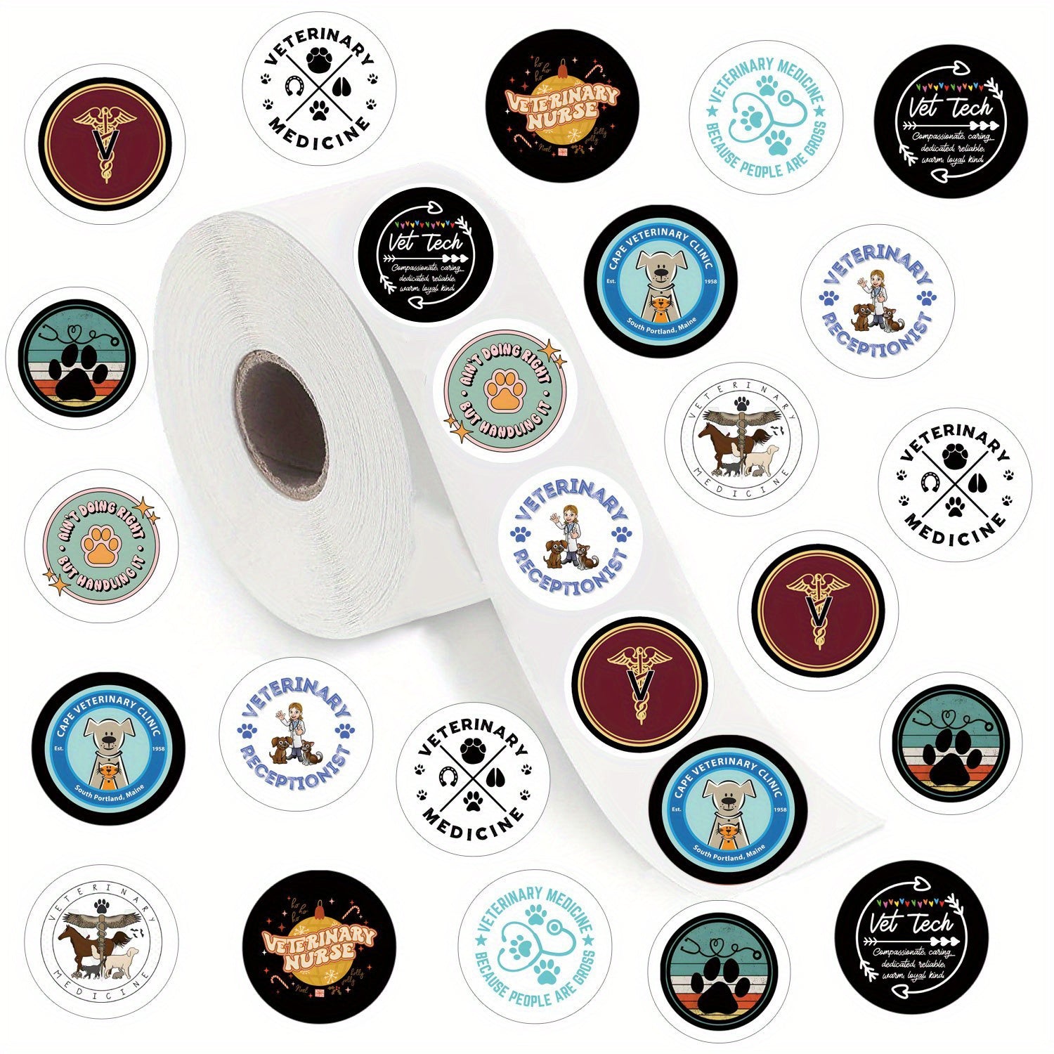 500pcs Vet Med Aesthetic Graffiti Stickers Cartoon Decals Pack