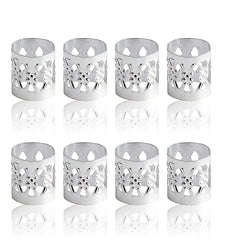 50pcs Aluminum Hollow Out Dreadlocks Rings Beads Hair Ring Decoration Silvery