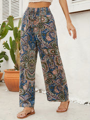 Boho Paisley Print Wide Leg Pants