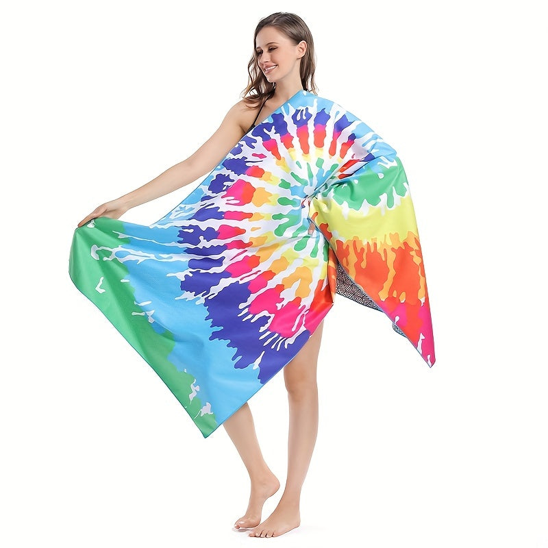Colorful Spiral Print Beach Towel Quick Dry & Absorbent