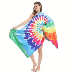 Colorful Spiral Print Beach Towel Quick Dry & Absorbent