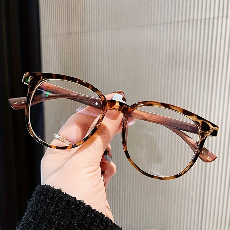 Square Anti Light Glasses for Women Men Wooden Temple Glasses