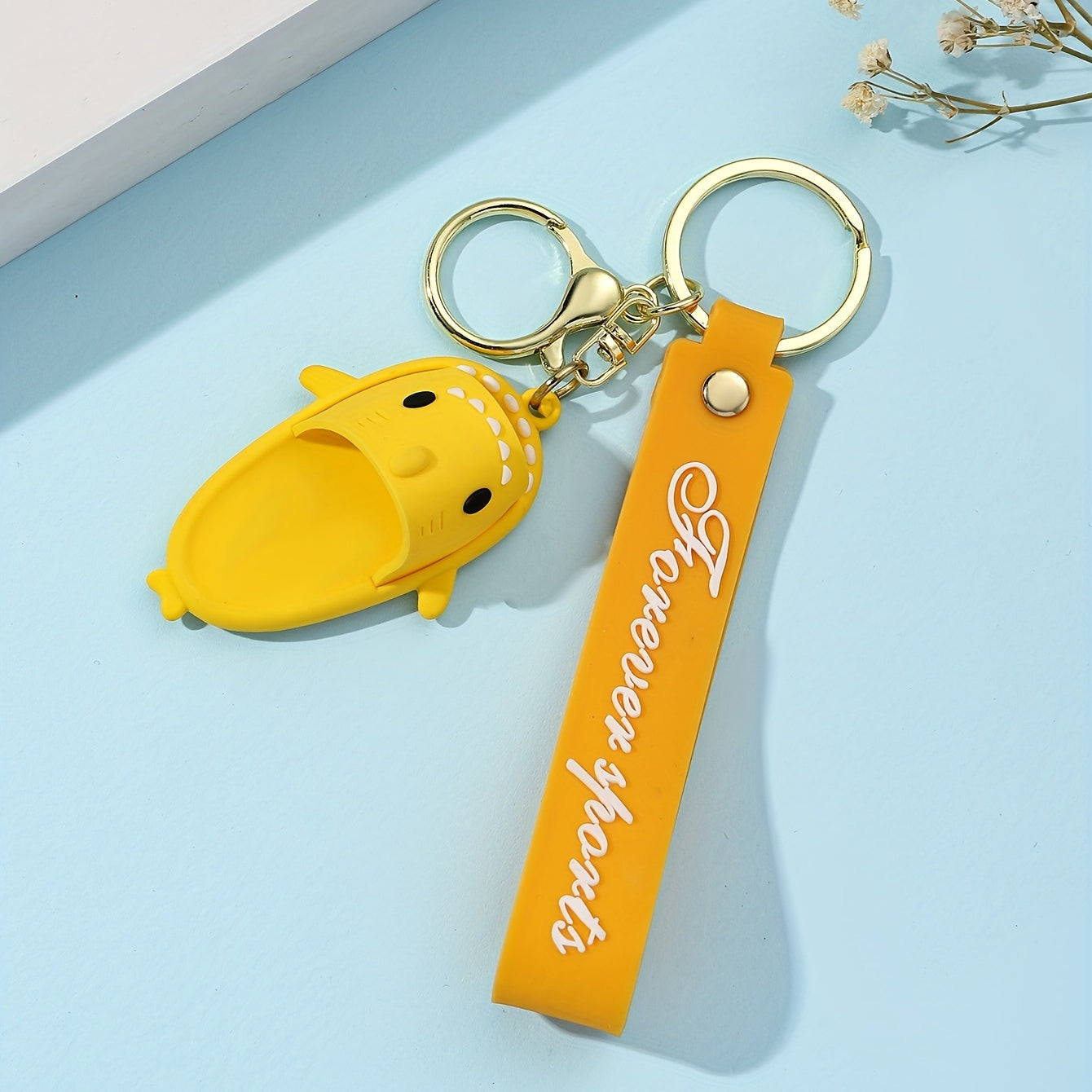 Shark Slipper Bracelet Keychain Silicone Animal Wristlet Key Chain