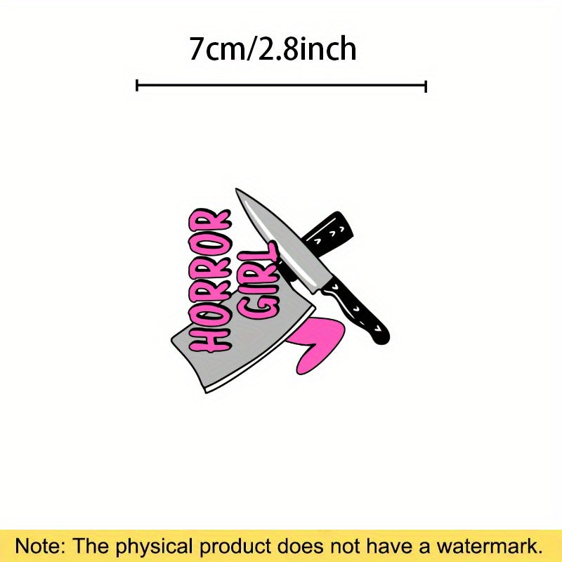 Horror Girl Vinyl Sticker Bold Pink Text & Bloody Durable Decal