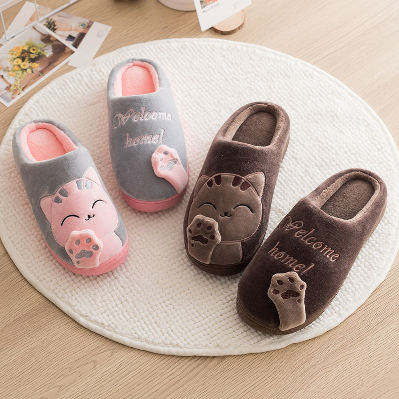 Cartoon Cat Memory Foam Slippers, Cozy Unisex Indoor House Shoes
