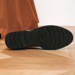Metallic Chain Decor Loafers Slip On Low Round Toe Platform Shoes
