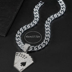 Poker Pendant Cuban Link Necklace