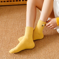 5 Pairs Floral Embroidery Socks Women's Stockings & Hosiery