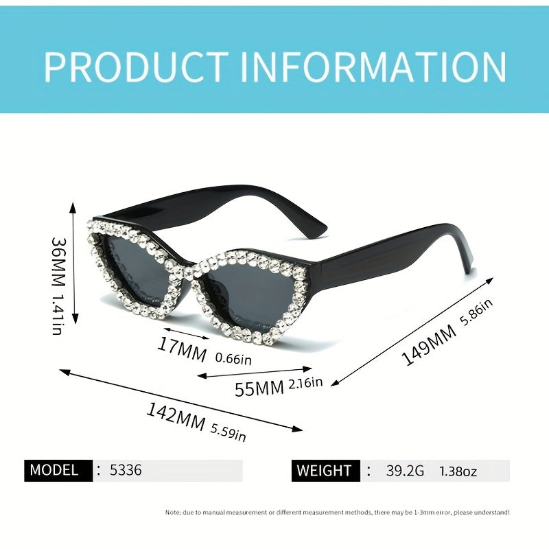 Vintage Rhinestone Cat Eye Sunglasses Y2K Women Eyewear