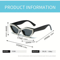 Vintage Rhinestone Cat Eye Sunglasses Y2K Women Eyewear