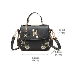 Floral Pattern Shoulder Bag Stylish Small Faux Leather Purse