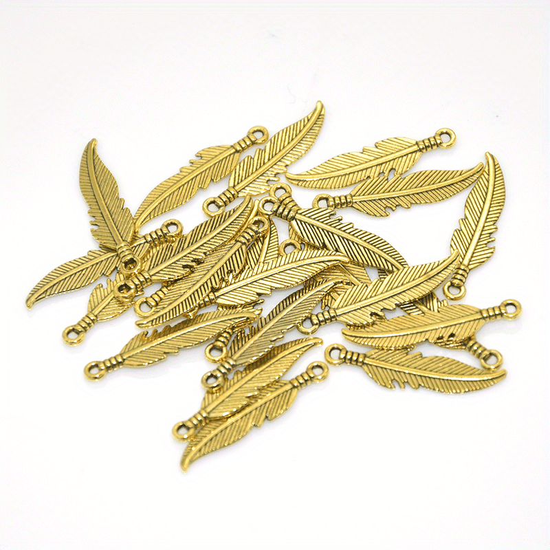 100pcs Feather Pendants DIY Jewelry Making Various Colors