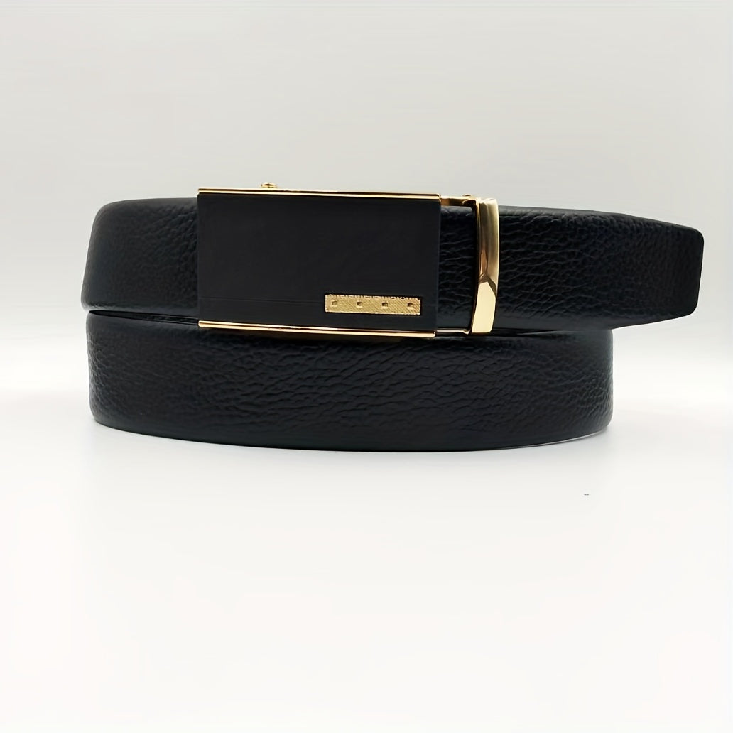 Men's Leather Belt Automatic Buckle Business Suit Waist Strap