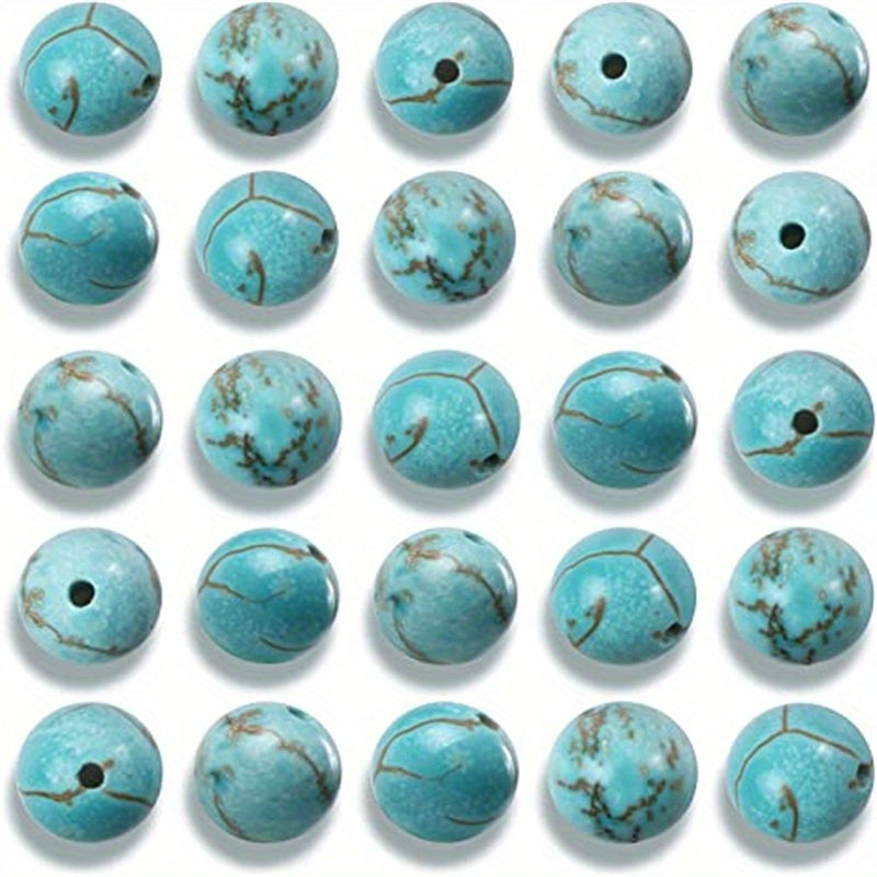 100pcs Natural Turquoise Gemstone Beads Round for Jewelry Making