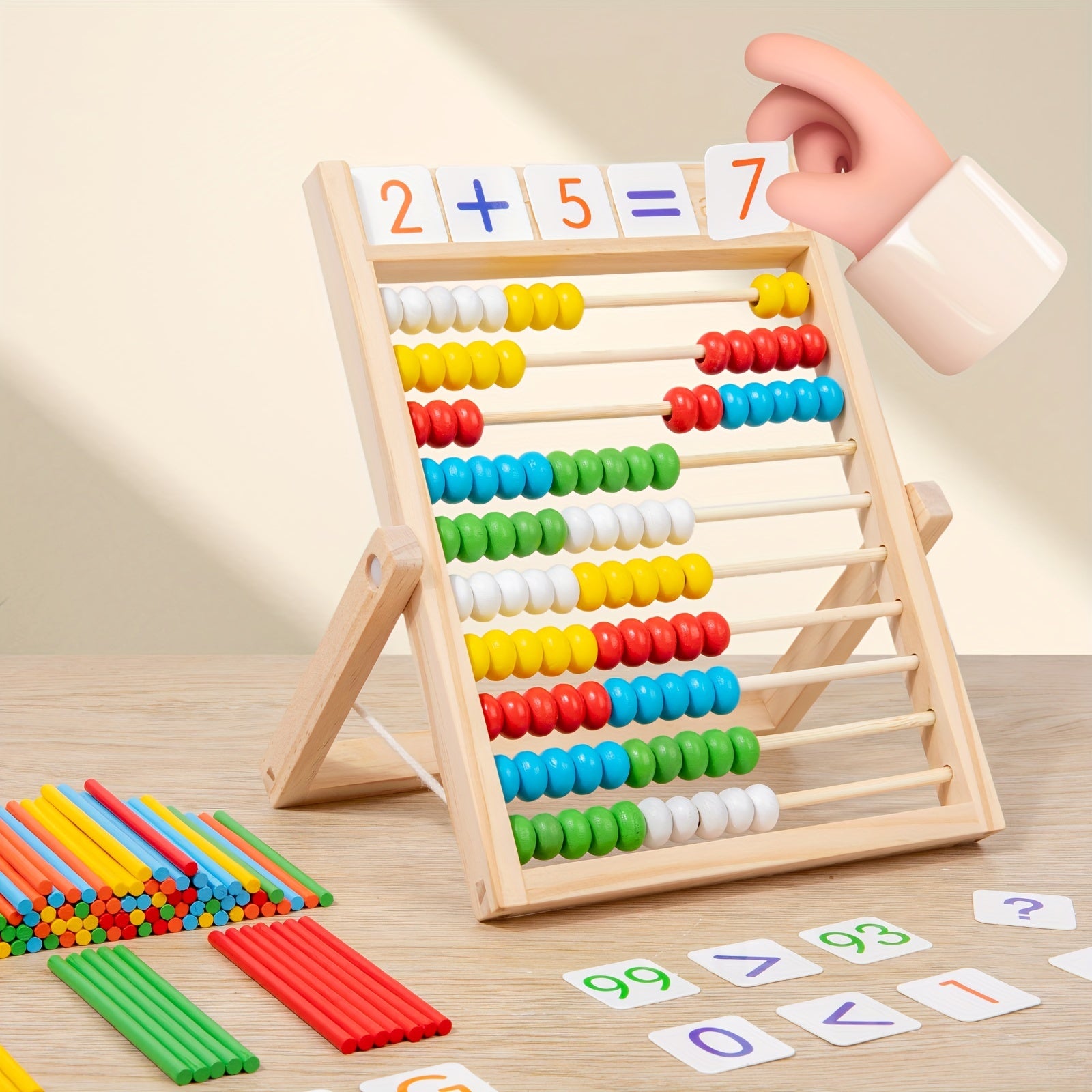 Wooden Abacus Toy for Early Learning Math - Preschool Educational Counting Beads