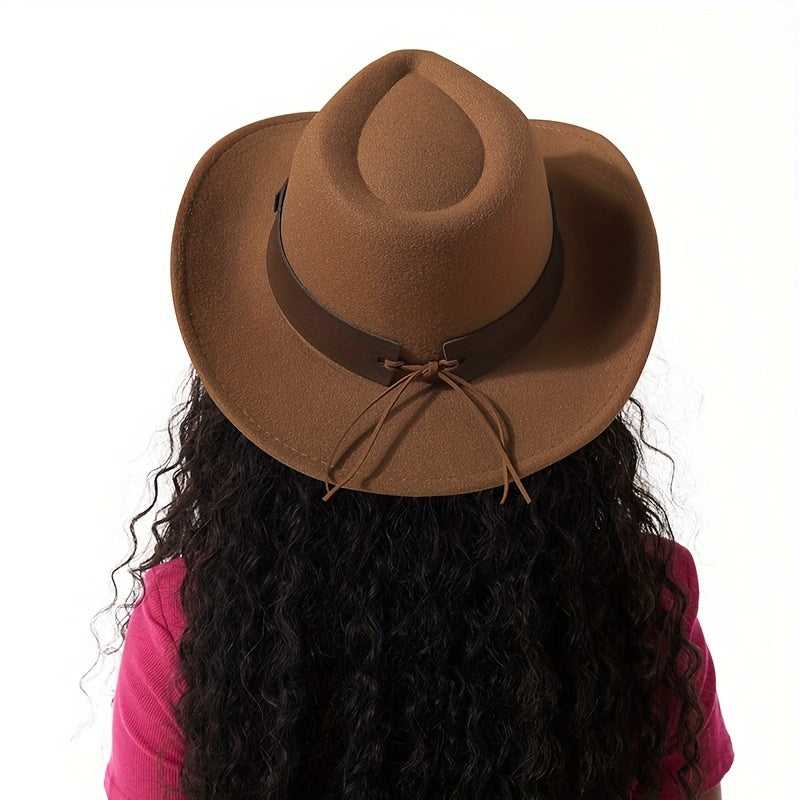 Bull Head Belt Decor Fedora Cap Western Cowboy Cowgirl Hat