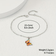 Colorful Butterfly Pendant Chain Anklet Boho Style Adjustable Women Dating Gift