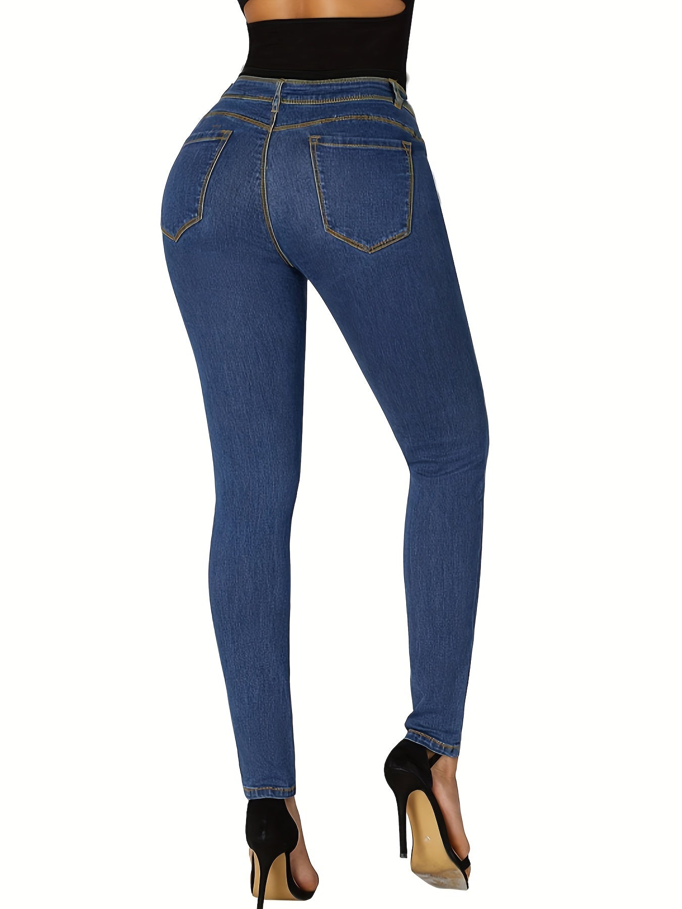  Women's Button Fly High Rise Skinny Jeans