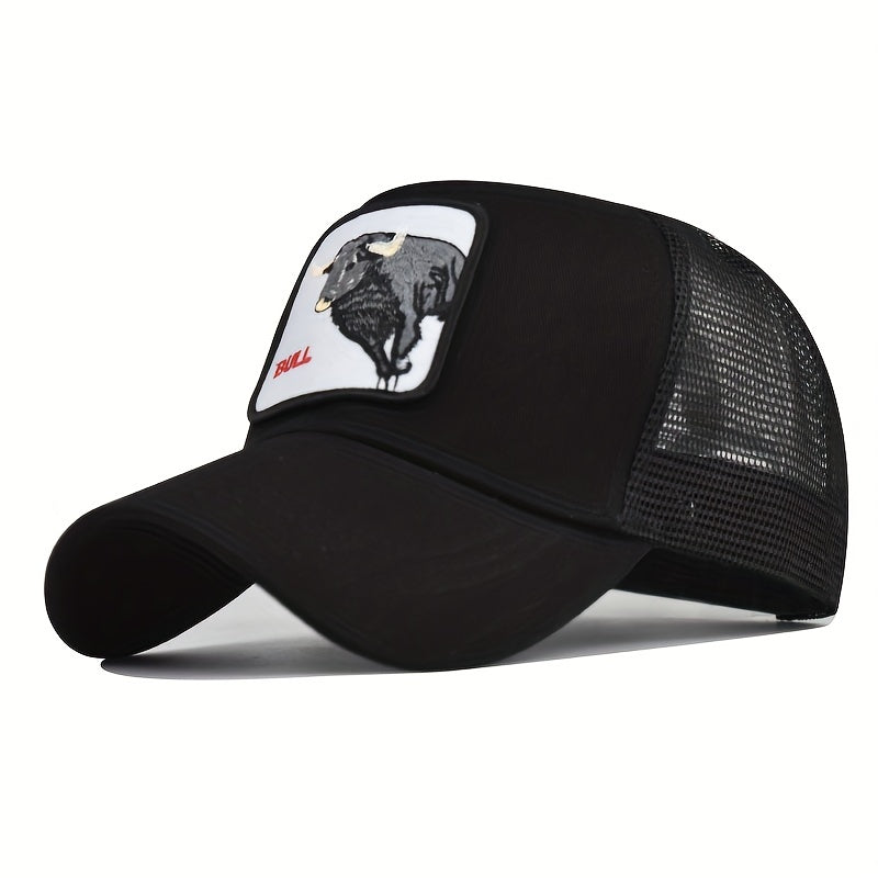 Bull Cash Cartoon Baseball Cap Animal Embroidery Patch Trucker Hat