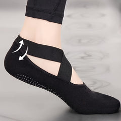 Women's Non Slip Yoga Socks with Cross Strap Grips for Yoga Ballet Barre Pilates